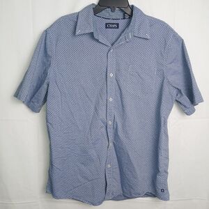 Chaps Men’s Blue Short Sleeve Button-Up Shirt with Small White Stars - XL